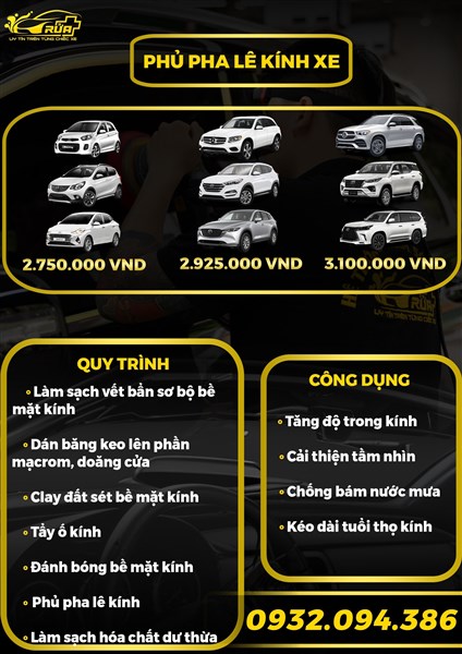 12. Phủ pha lê kính xe (2tr750-2tr925-3tr100K)